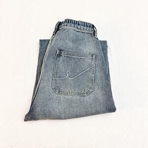 Egreis Wide Leg Distressed Light Wash Denim Jeans Size Small